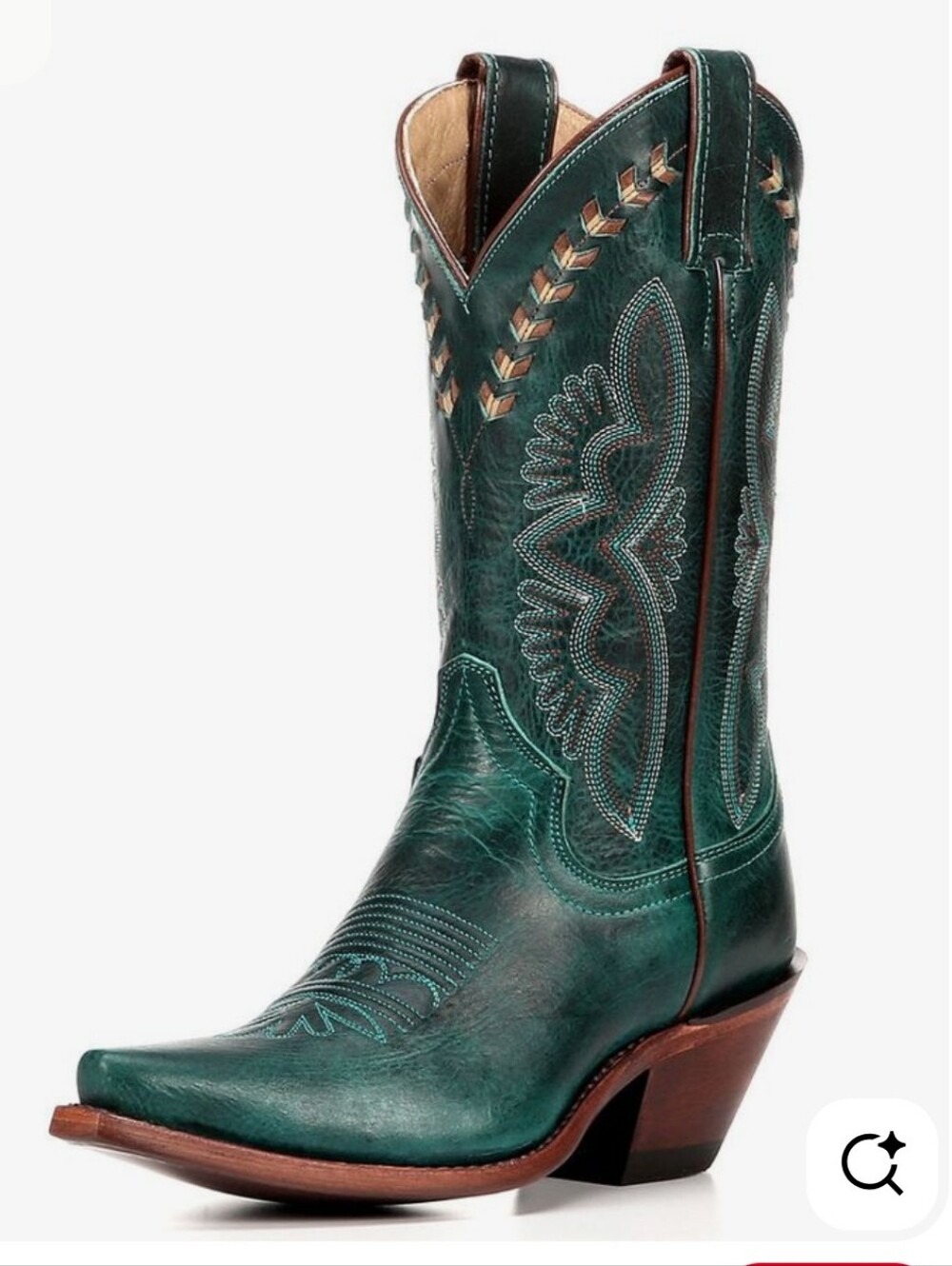 Justin Boots Teal Embroidered Western Boot Women's 8